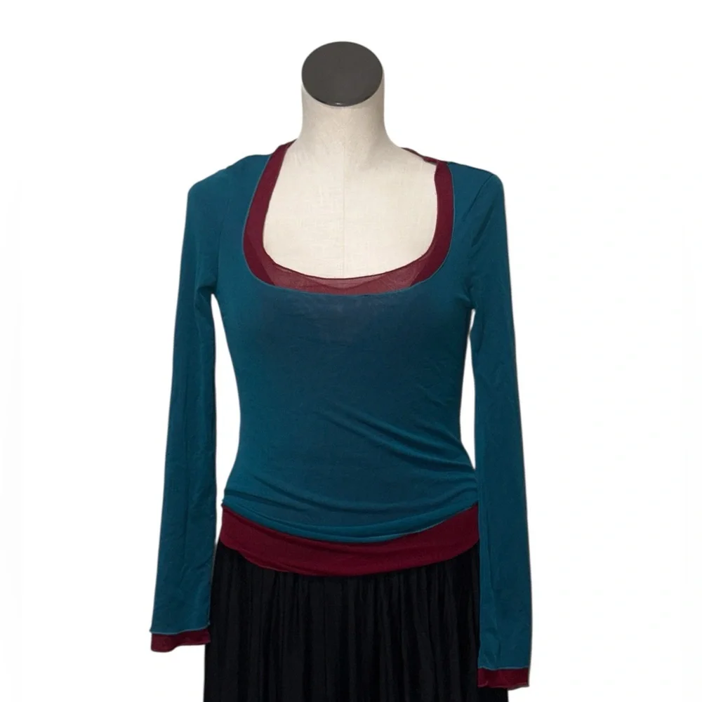 NWOT Intimately Free People Double Take Long Sleeve Top Rose Garnet Combo